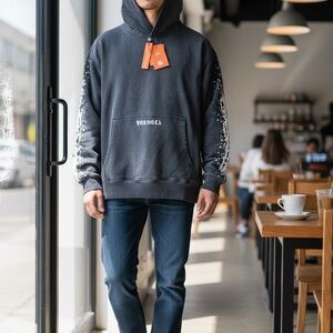 YOUNGLA (SOLD OUT) - 5143 - CYCLONE HOODIES - BLACK WASH - XL NWT